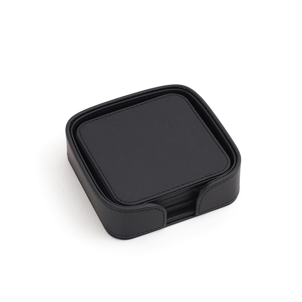 Saloon Sqround Coasters, Set of 6 - Black