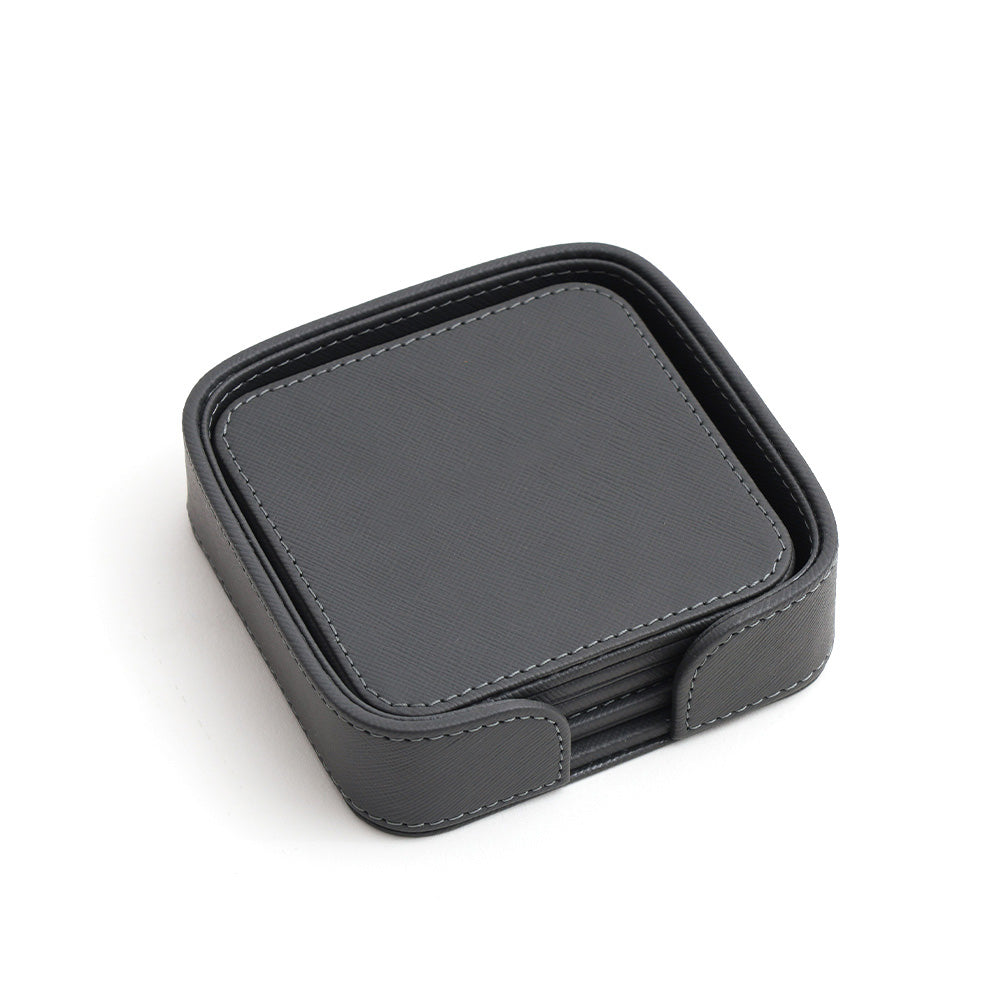 Saloon Sqround Coasters, Set of 6 - Dark Grey