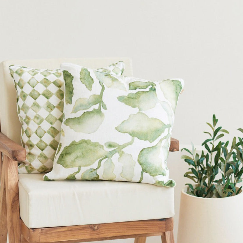 Cascade Linen Cushion Cover 45x45cm - Green