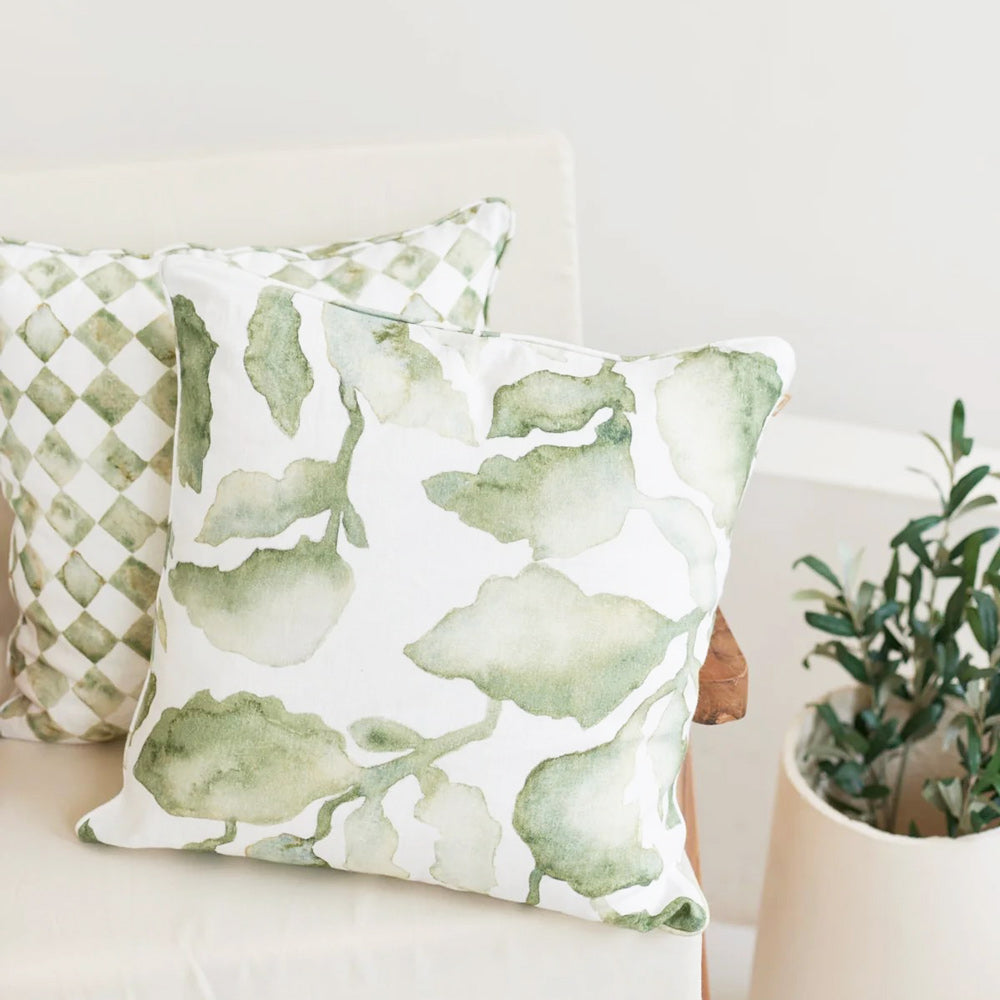 Cascade Linen Cushion Cover 45x45cm - Green