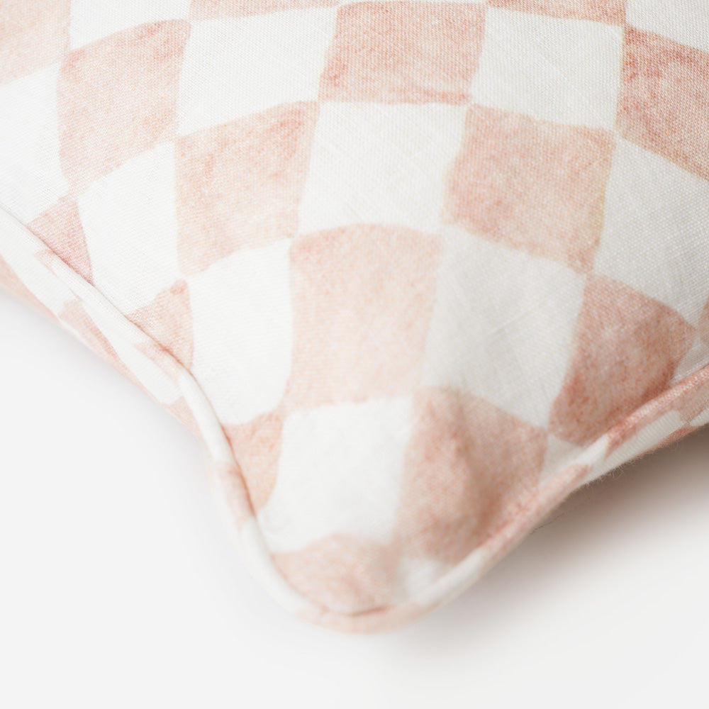 Checker Linen Cushion Cover 45x45cm - Blush