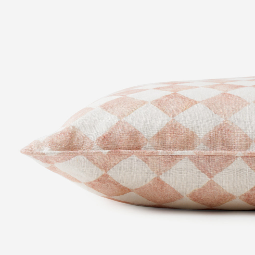 Checker Linen Cushion Cover 45x45cm - Blush