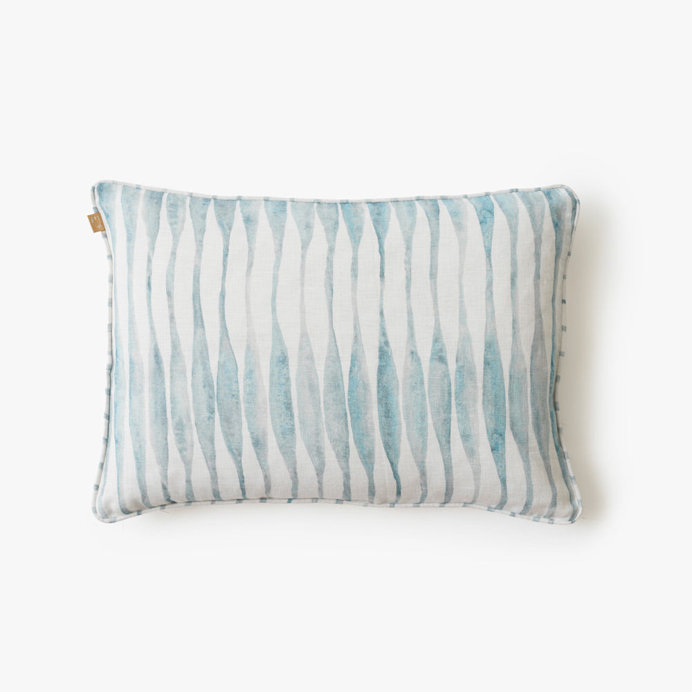 Ripple Rectangular Linen Cushion Cover 50x35cm - Blue