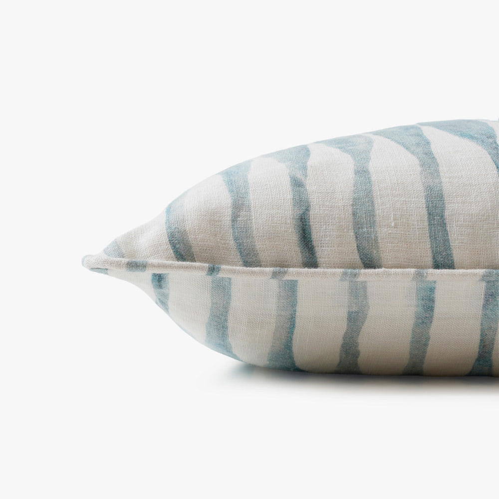 Ripple Rectangular Linen Cushion Cover 50x35cm - Blue
