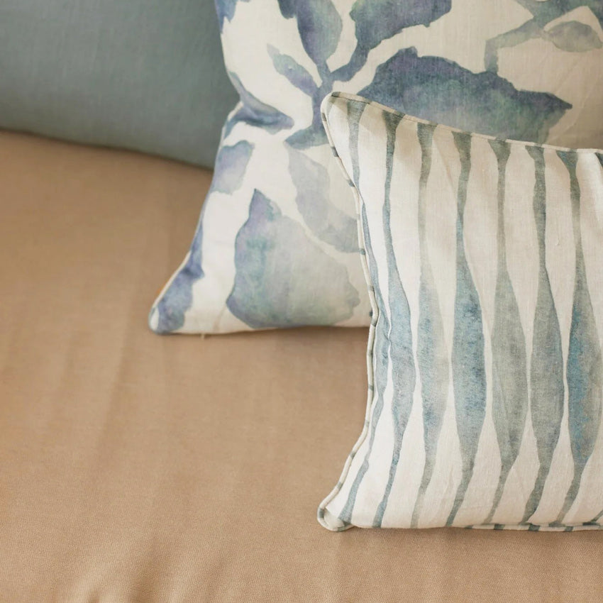 Ripple Rectangular Linen Cushion Cover 50x35cm - Blue