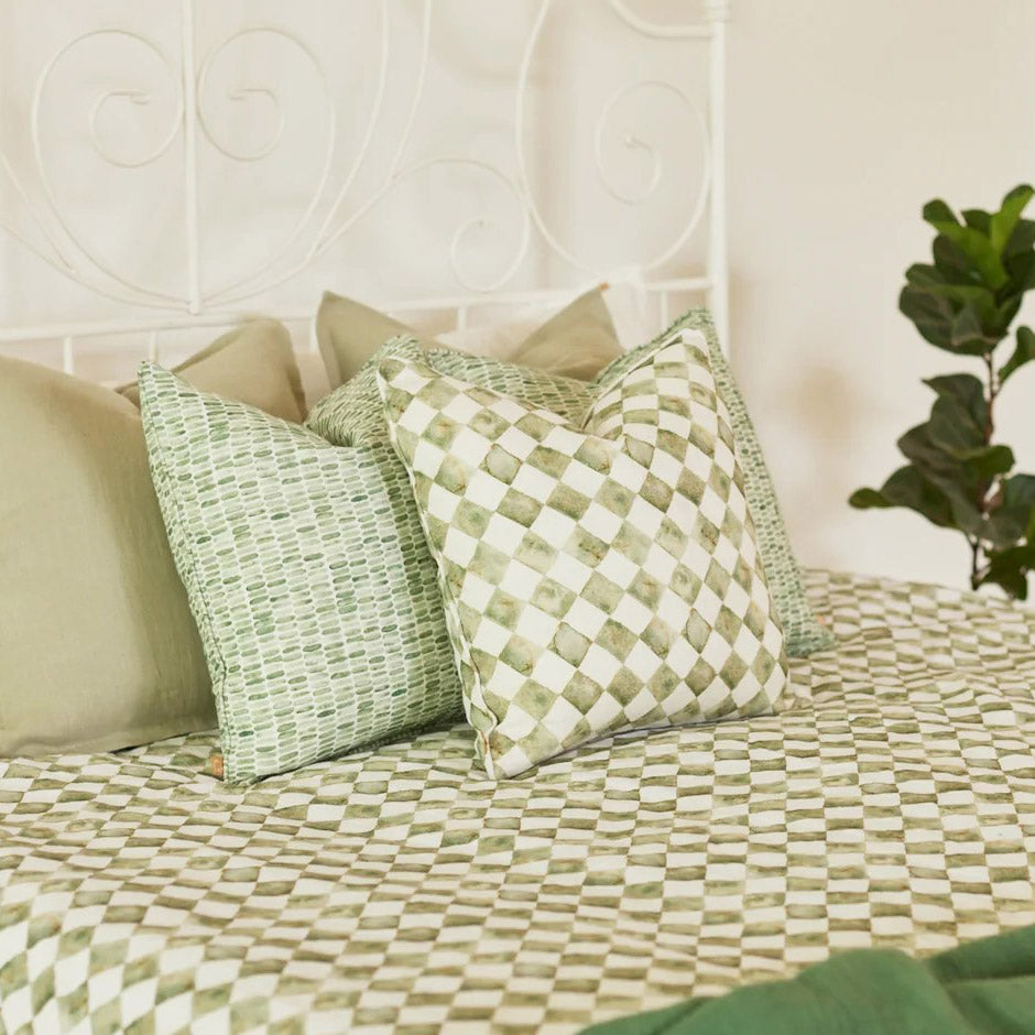 Speckle Linen Cushion Cover 45x45cm - Green