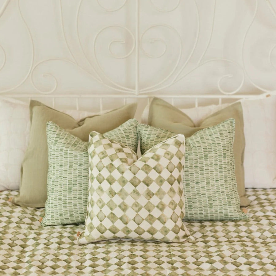 Speckle Linen Cushion Cover 45x45cm - Green
