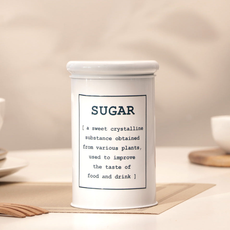 Sando Metal Sugar Storage Jar - White