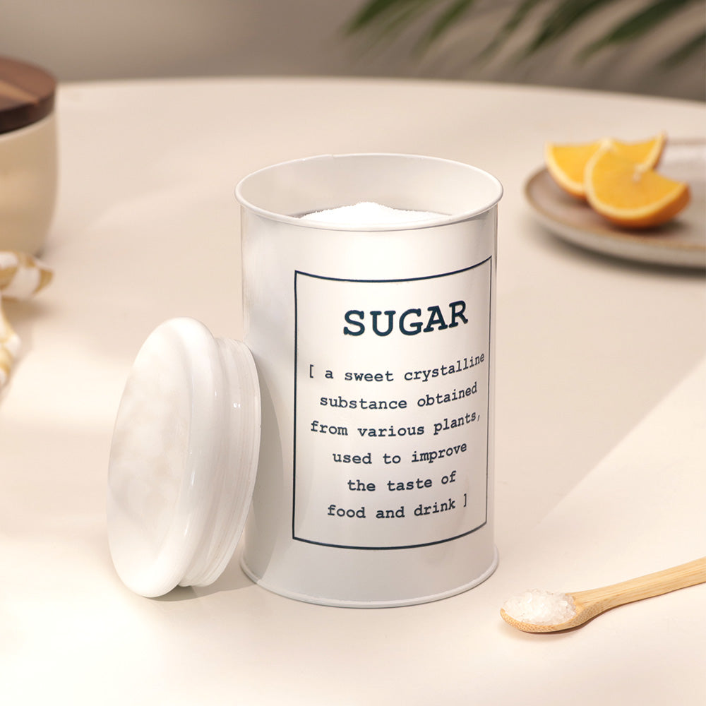 Sando Metal Sugar Storage Jar - White