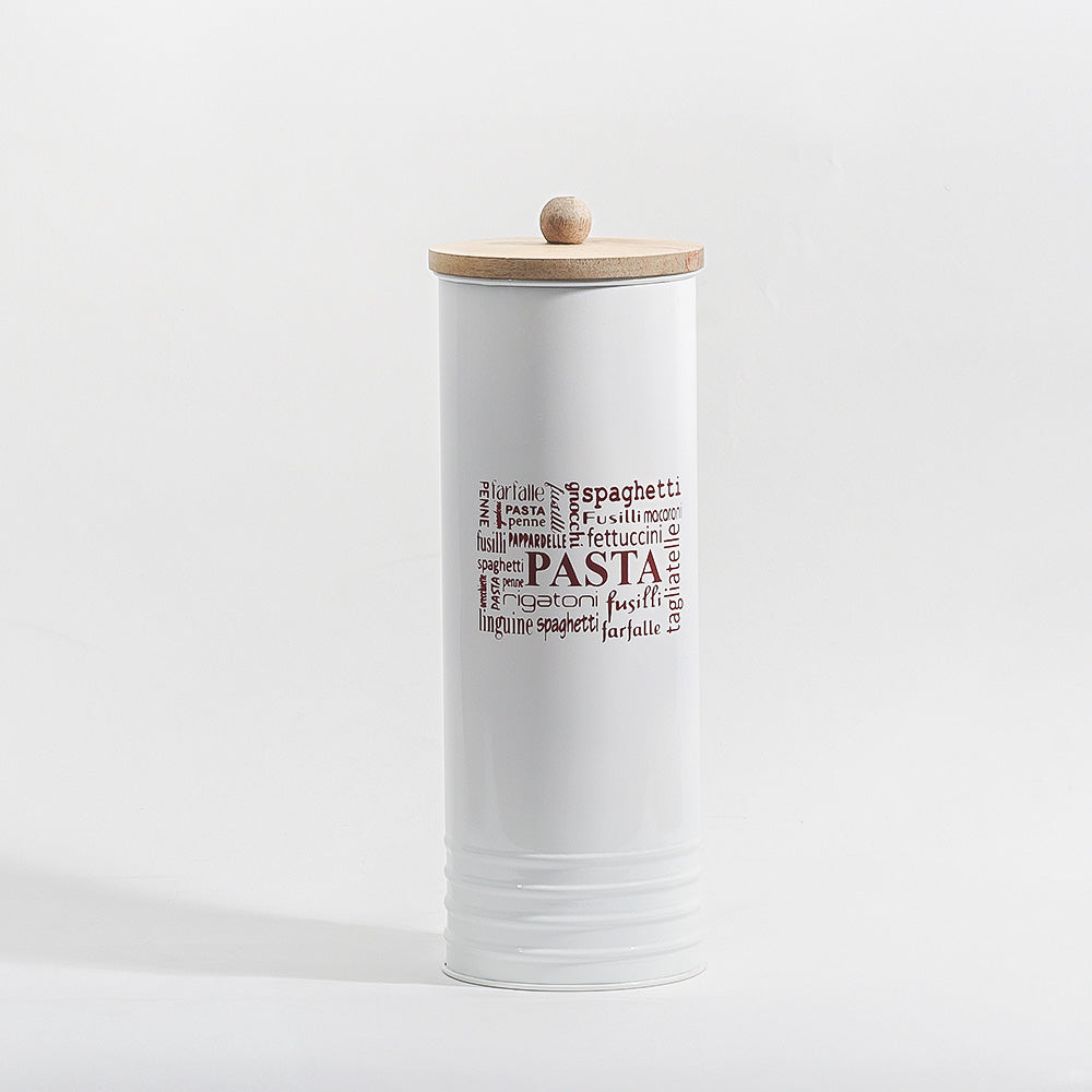 Casa Metal Pasta Storage Jar - White