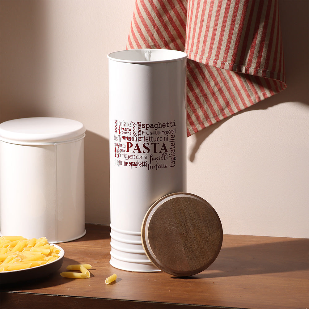 Casa Metal Pasta Storage Jar - White