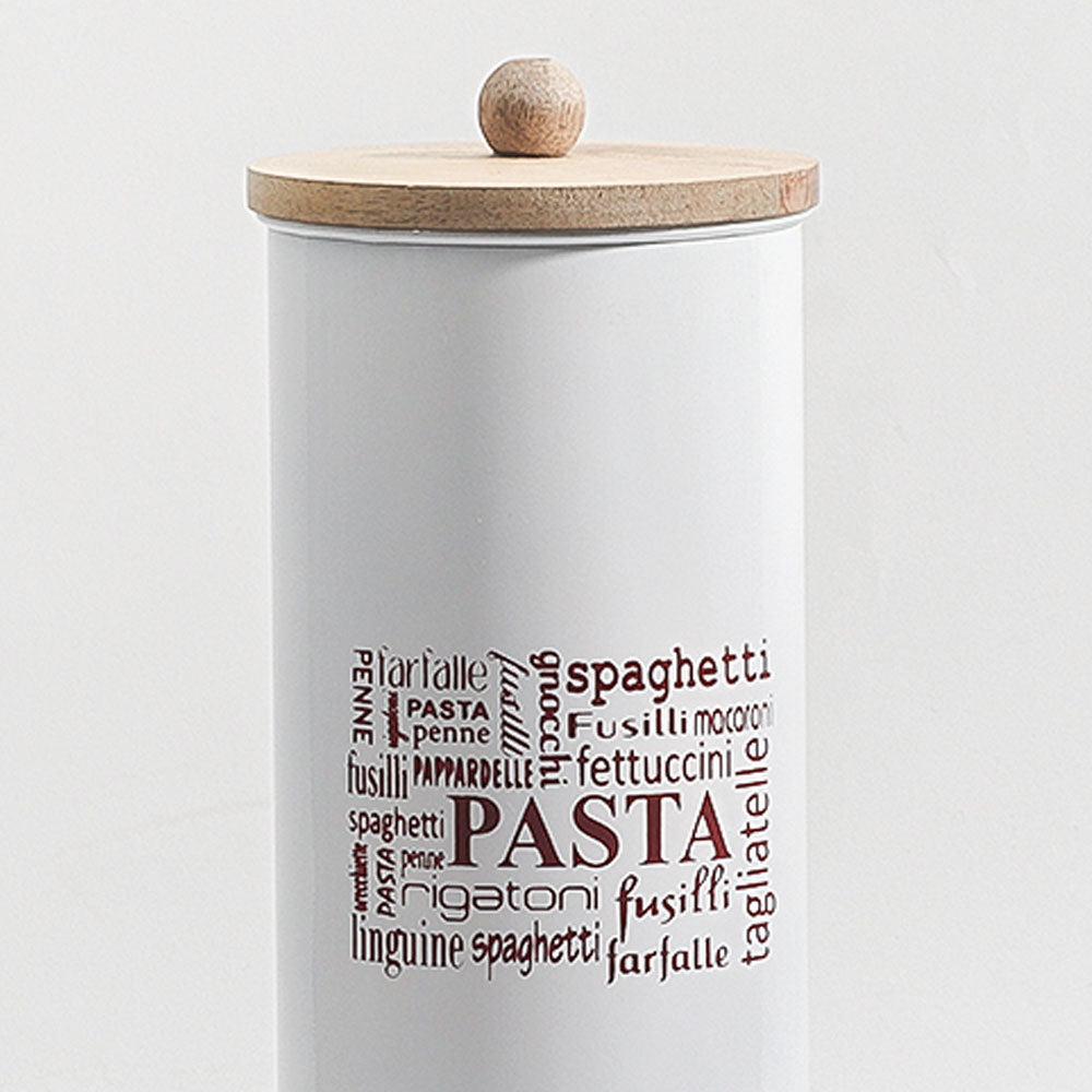 Casa Metal Pasta Storage Jar - White