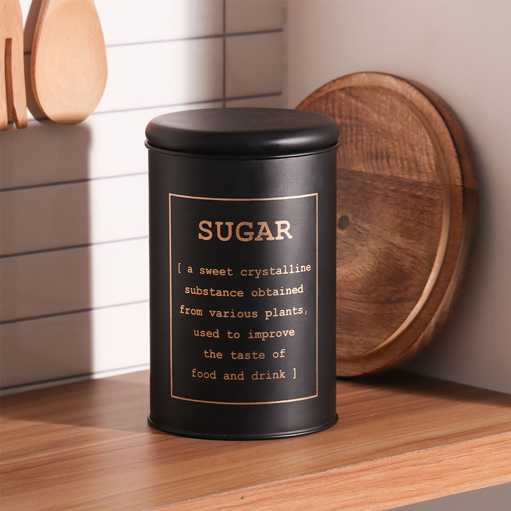 Sando Metal Sugar Storage Jar - Black Gold