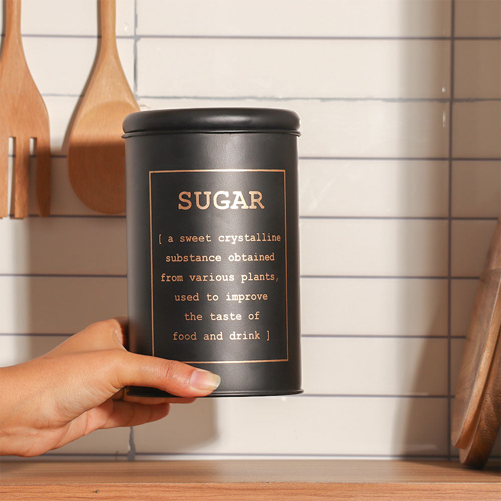 Sando Metal Sugar Storage Jar - Black Gold