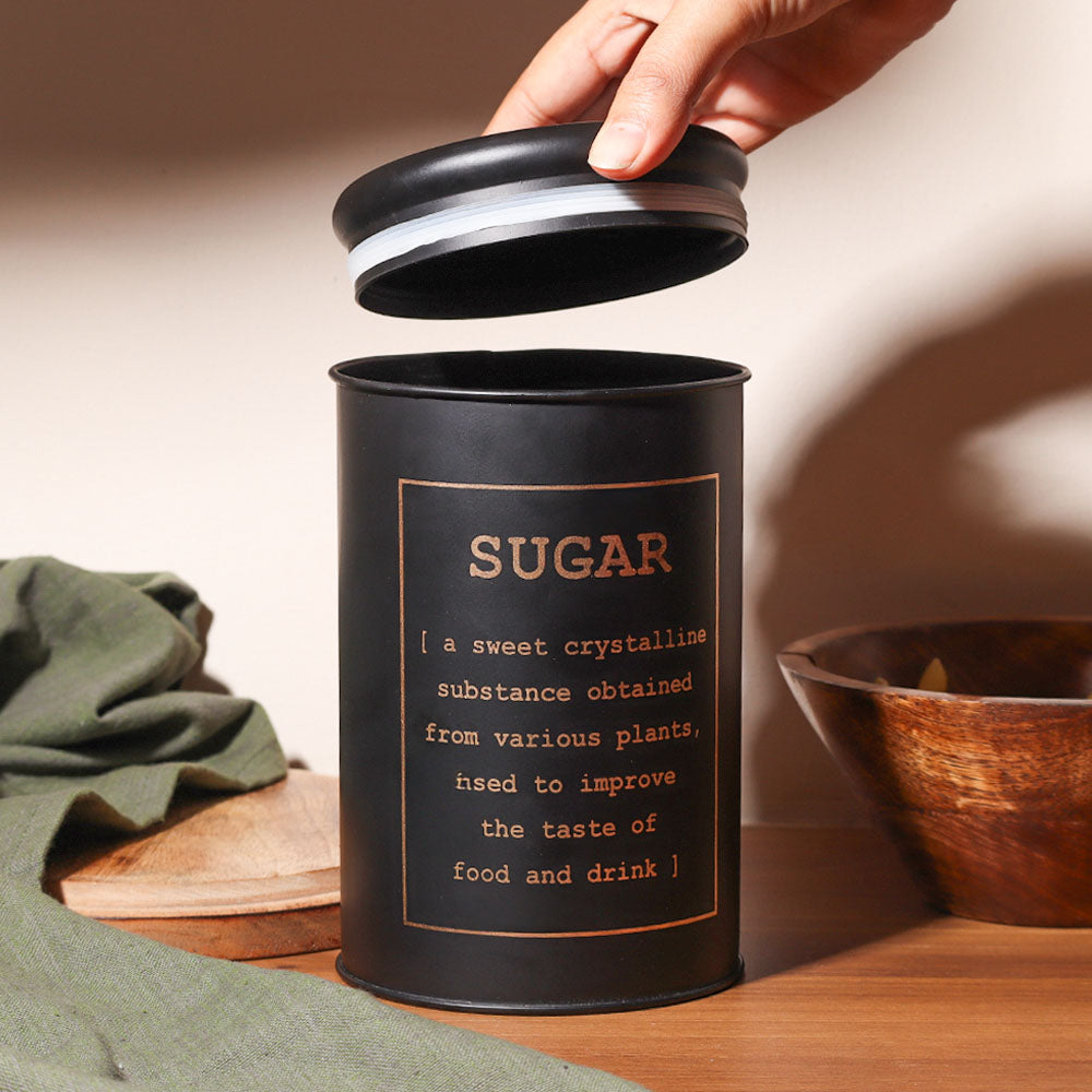 Sando Metal Sugar Storage Jar - Black Gold