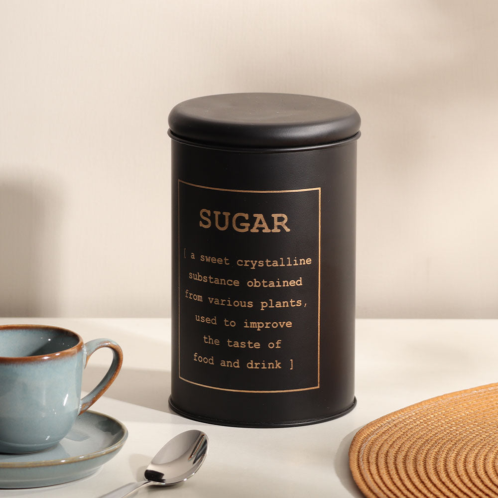 Sando Metal Sugar Storage Jar - Black Gold