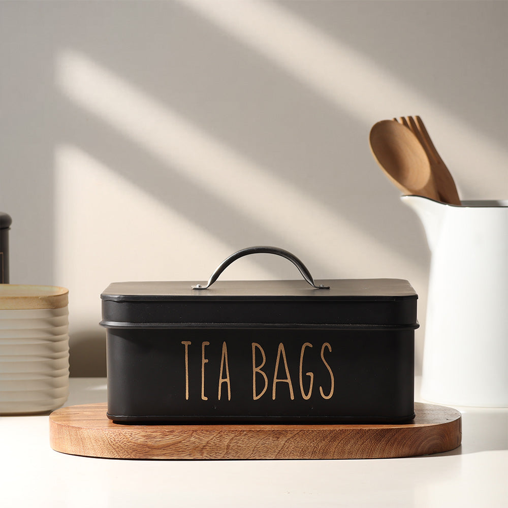Asilo Metal Tea Bags Storage Box - Black Gold