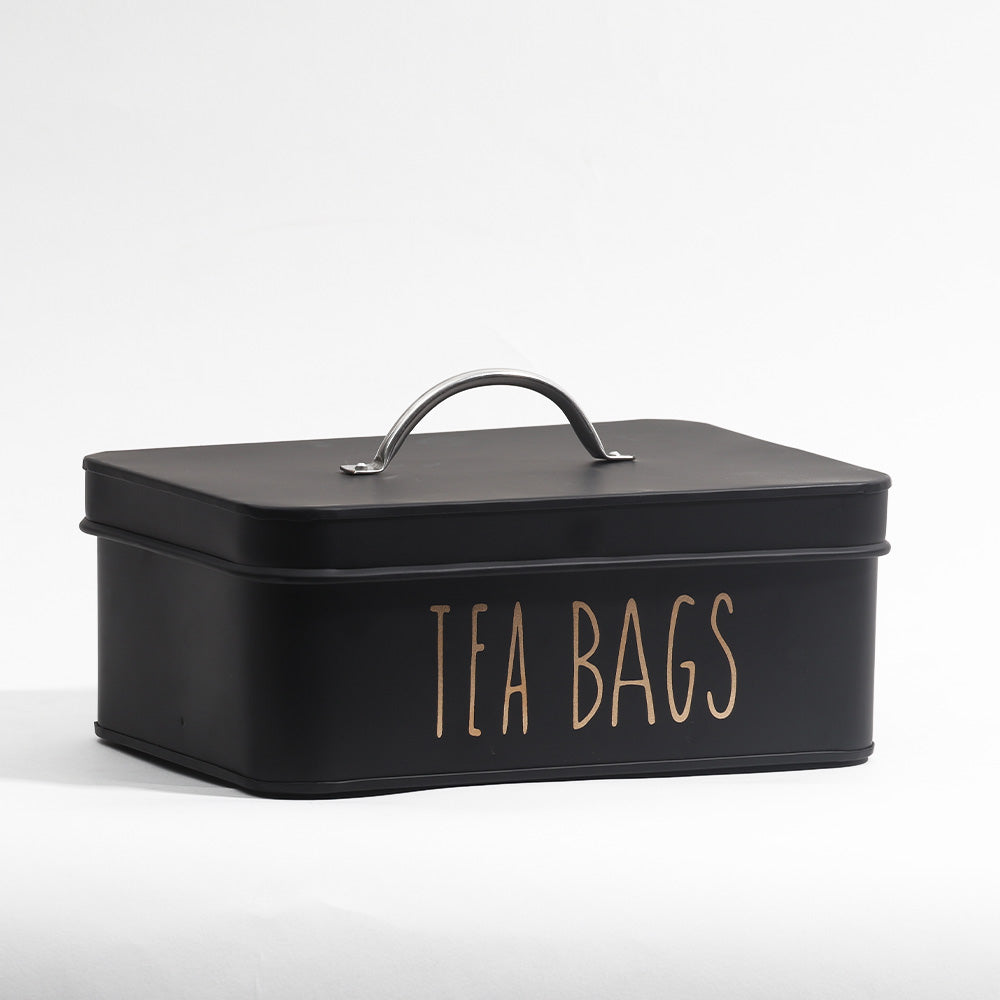 Asilo Metal Tea Bags Storage Box - Black Gold