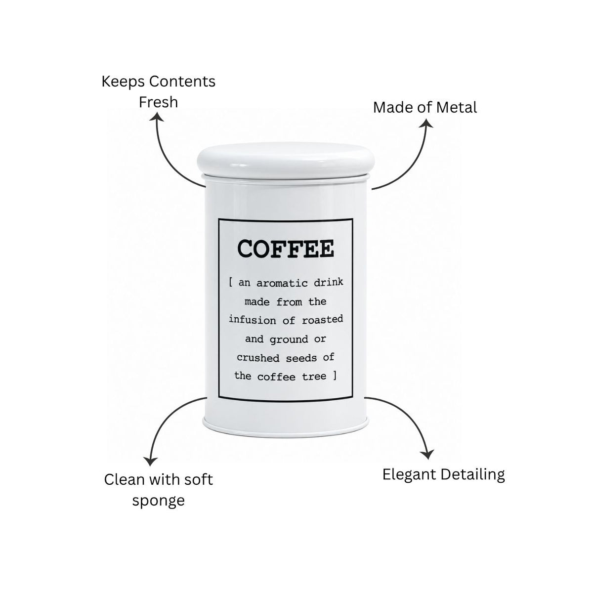 Sando Metal Coffee Storage Jar - White