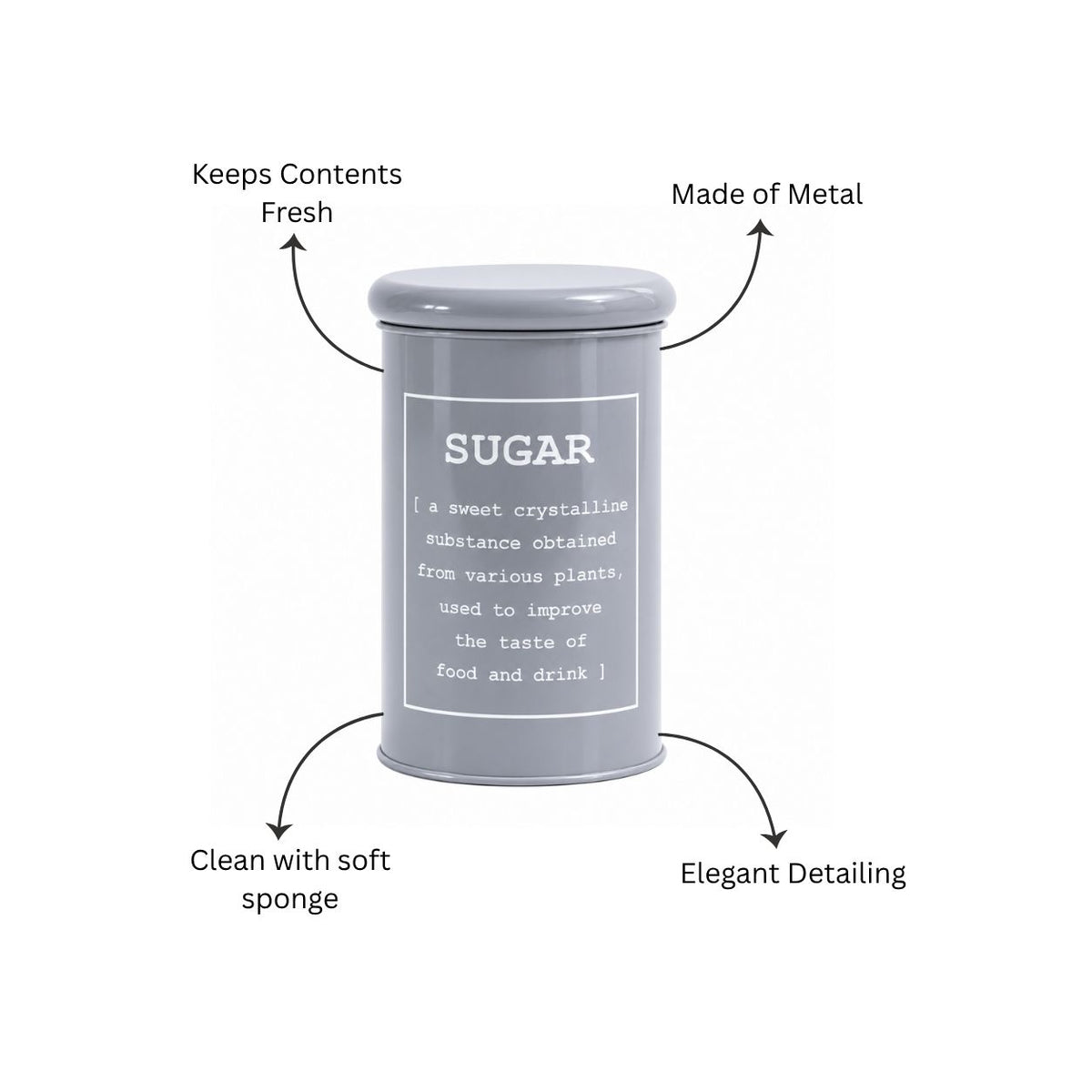 Sando Metal Sugar Storage Jar - Grey