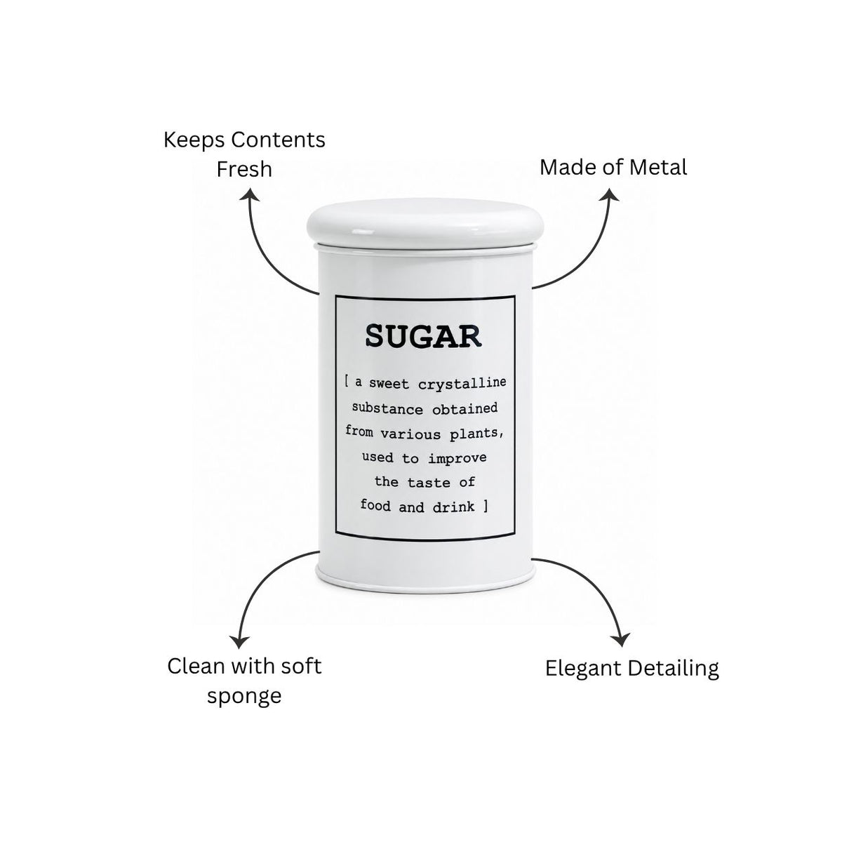 Sando Metal Sugar Storage Jar - White