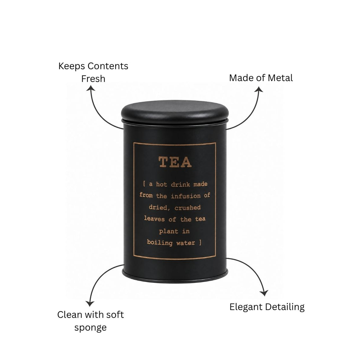 Sando Metal Tea Storage Jar - Black Gold