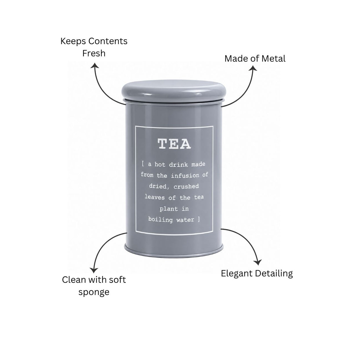 Sando Metal Tea Storage Jar - Grey