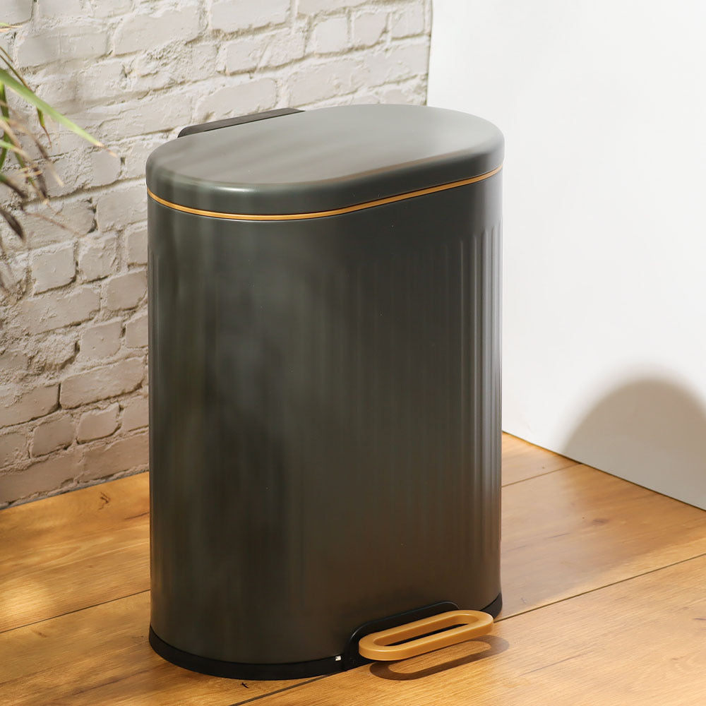 Ovate Pedal Bin 6L - Grey & Gold