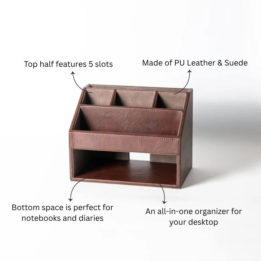 Savoy Desktop Organiser - Brown
