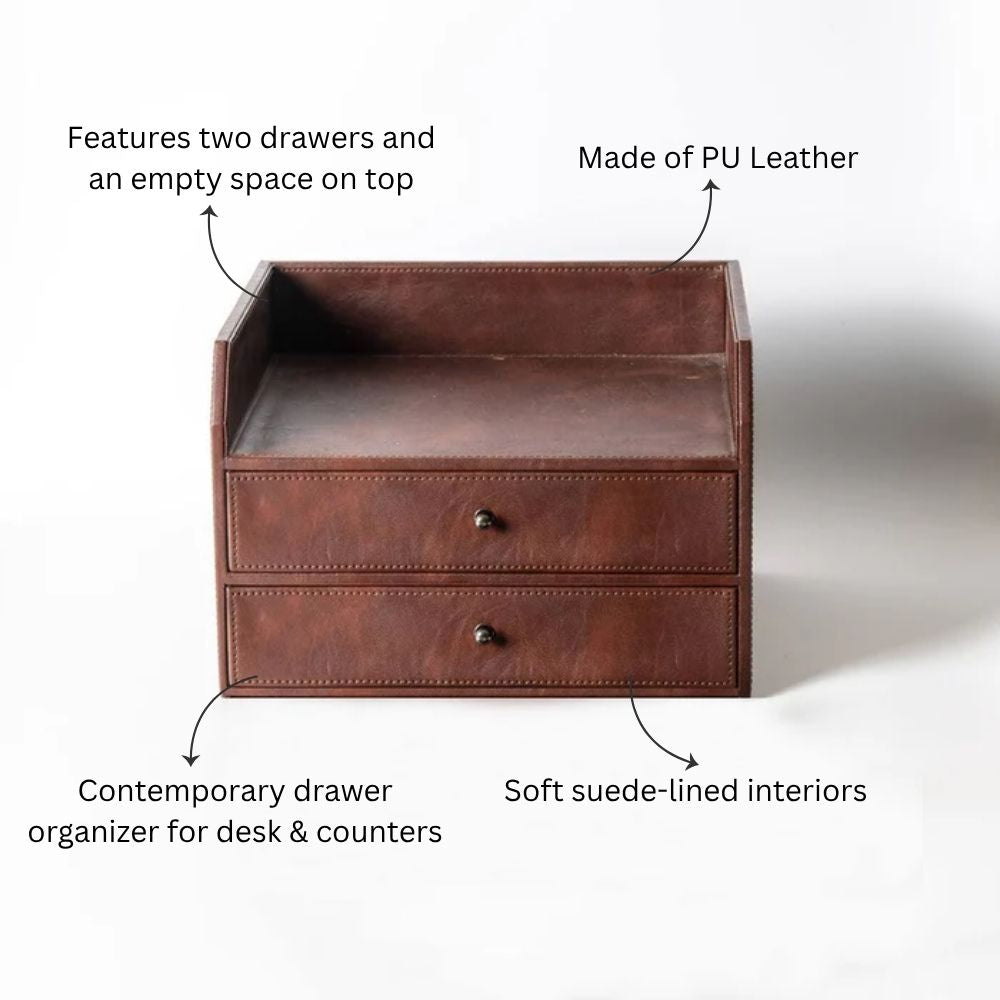 Savoy Organiser with Drawers - Brown