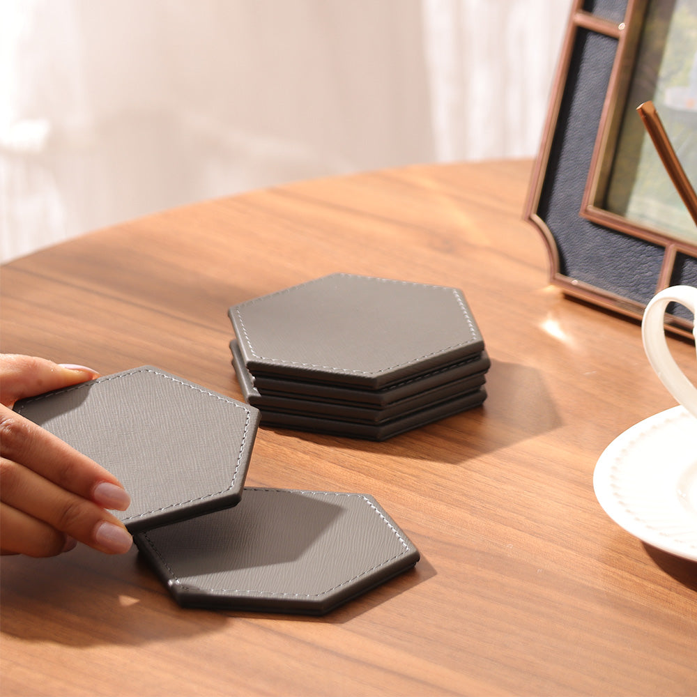 Saxon Coasters, Set of 6 - Dark Grey