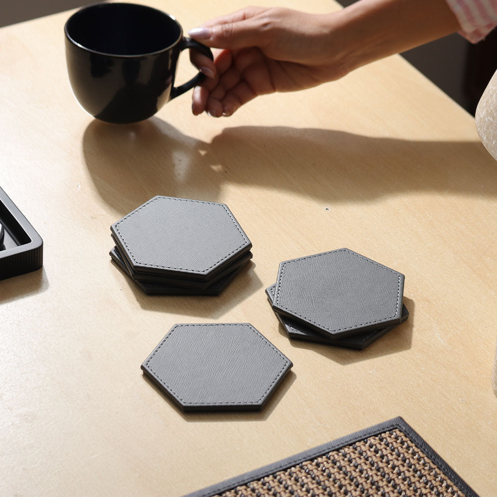 Saxon Coasters, Set of 6 - Dark Grey