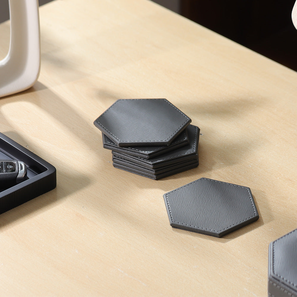 Saxon Coasters, Set of 6 - Dark Grey