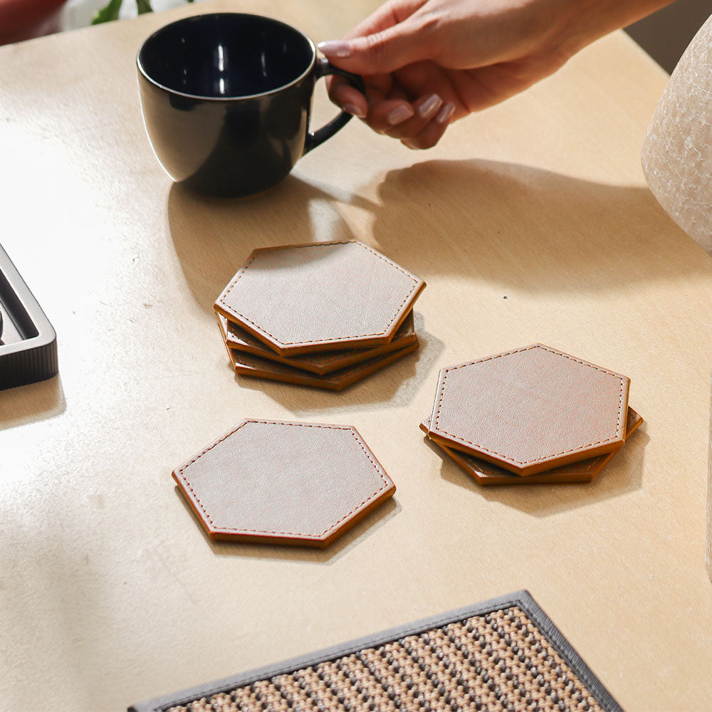 Saxon Coasters, Set of 6 - Cedar