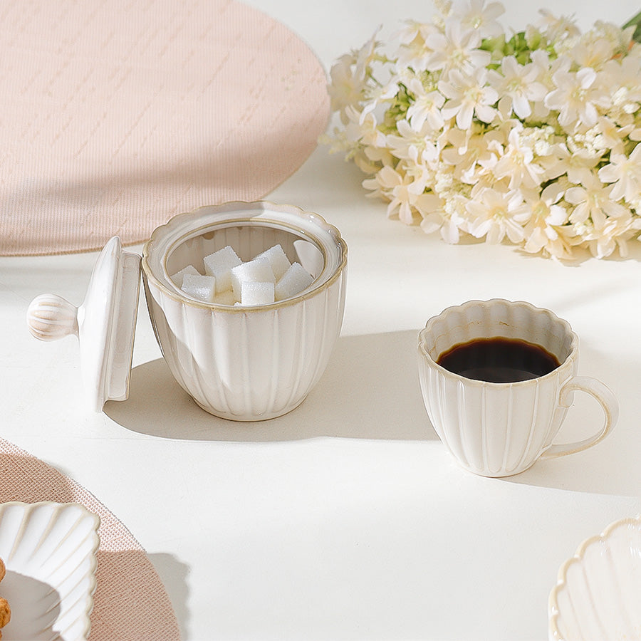 Scallop Sugar Jar - Ivory