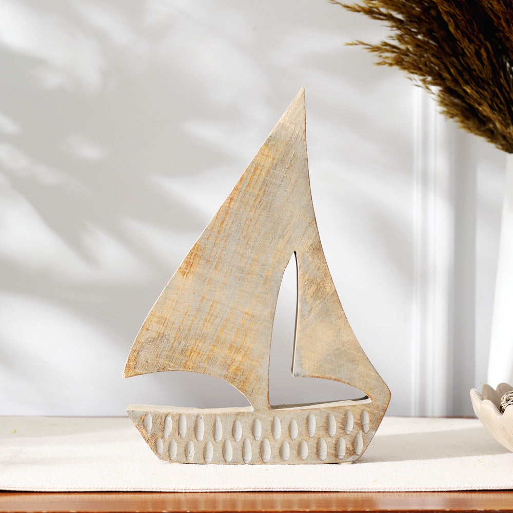 Schiff Mango Wood Sculpture Small - Vintage Grey