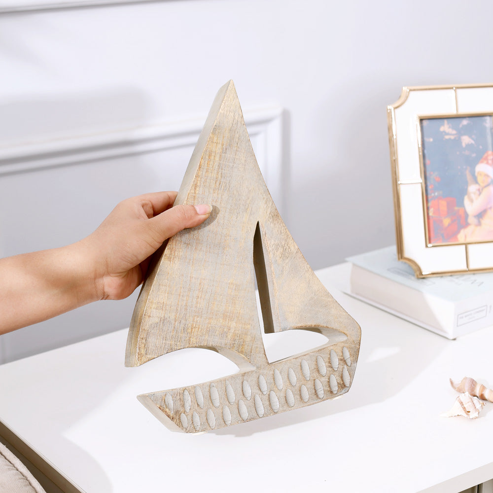 Schiff Mango Wood Sculpture Small - Vintage Grey