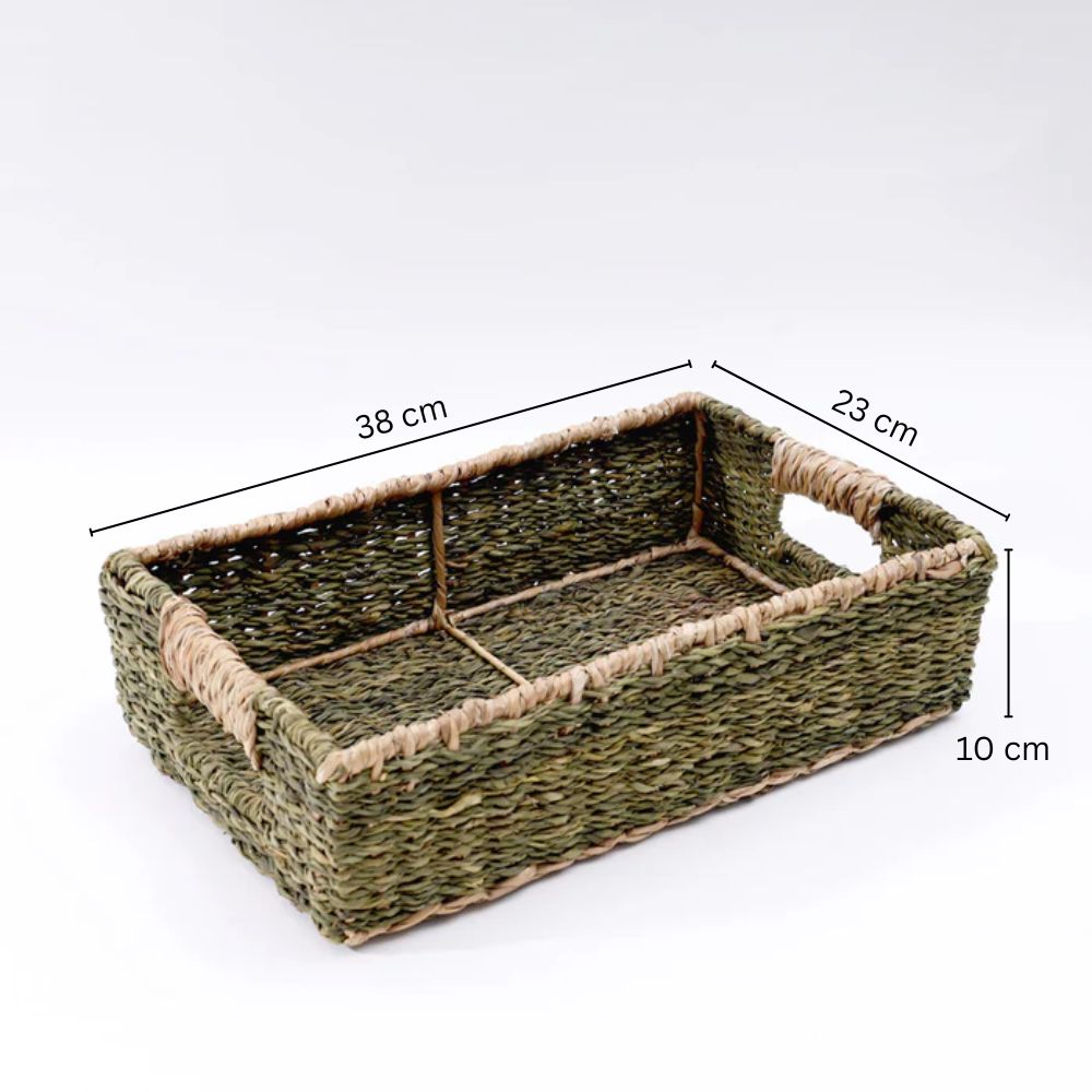 Seagrass Rectangular Storage Basket - Olive