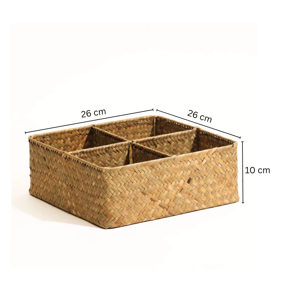 Seagrass Square Sectioned Organiser - Natural