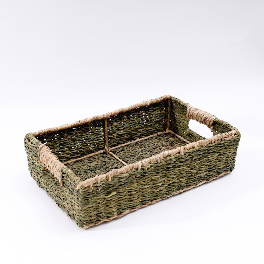 Seagrass Rectangular Storage Basket - Olive