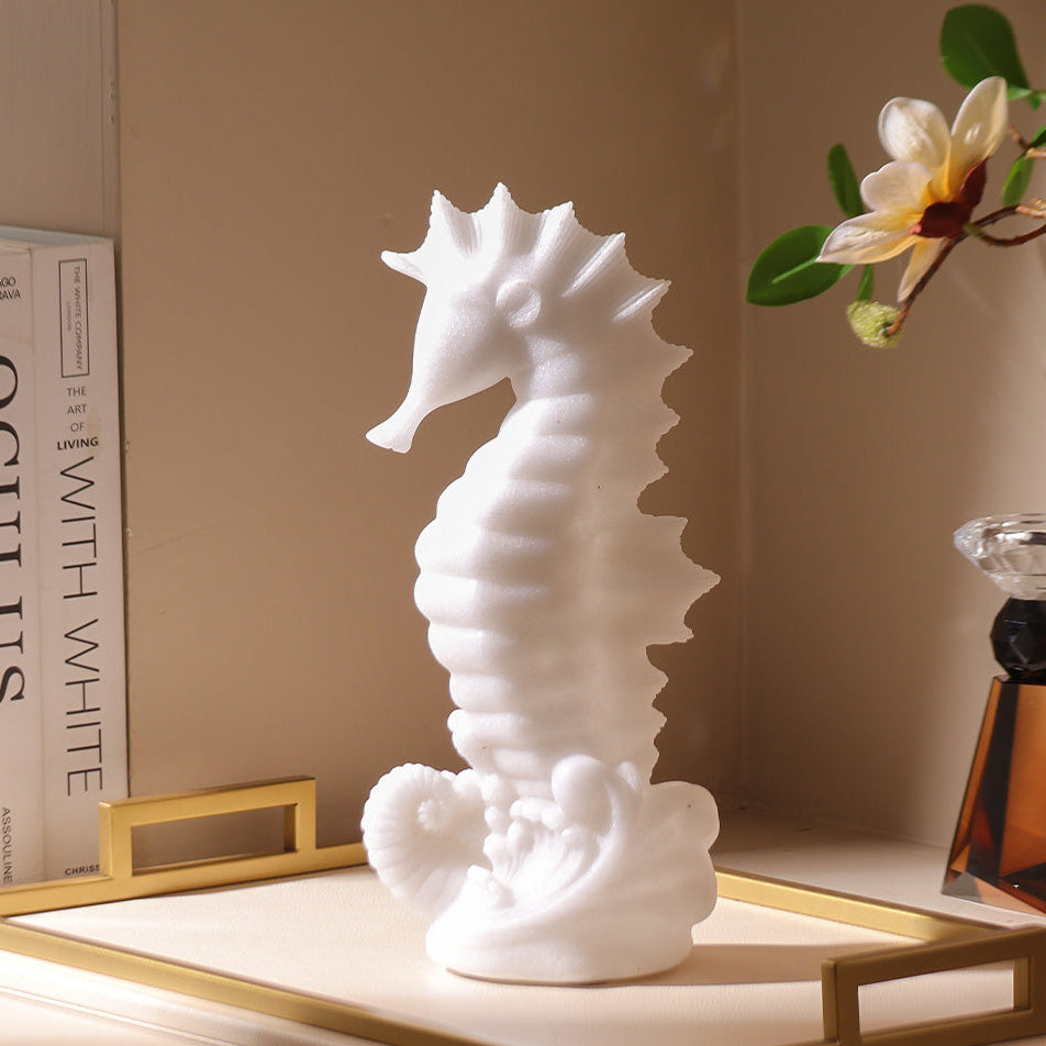 Seahorse Decorative Sculpture Medium - Stone White