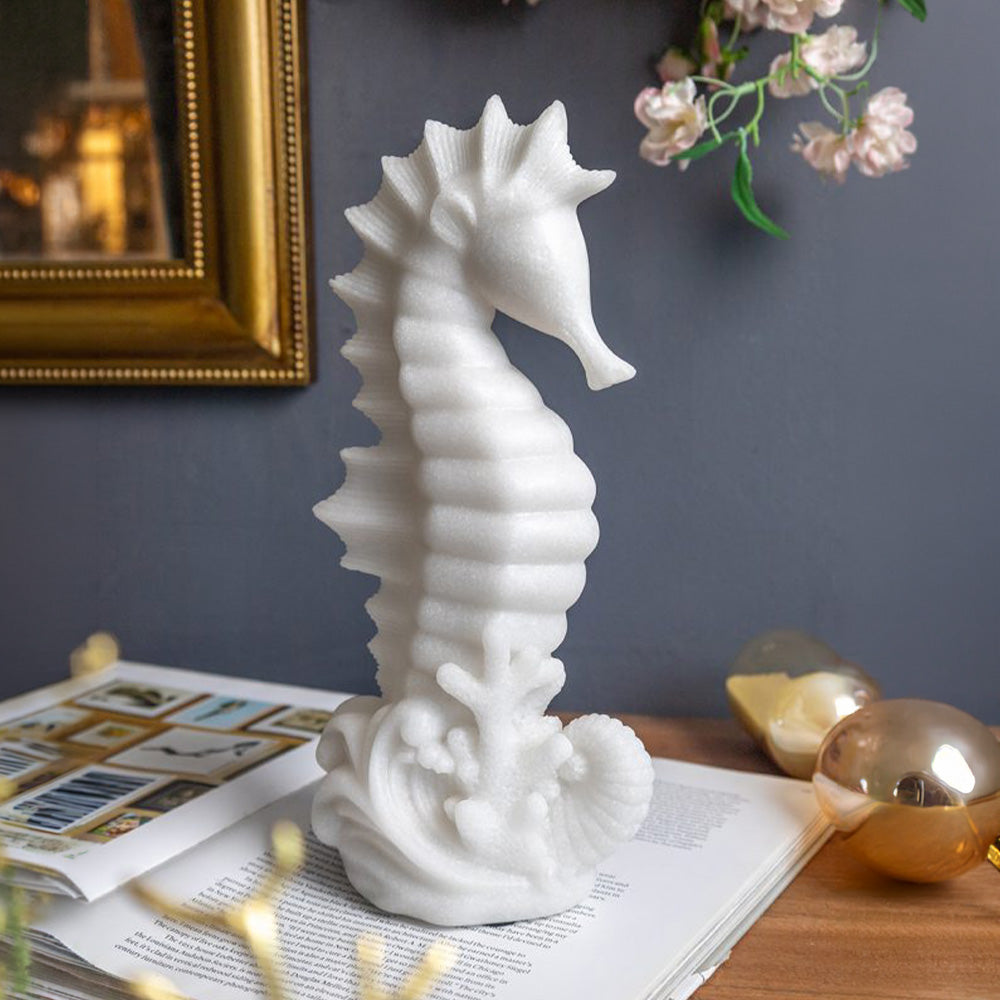 Seahorse Decorative Sculpture Medium - Stone White