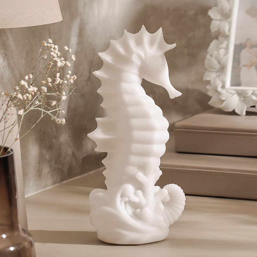 Seahorse Decorative Sculpture Medium - Stone White