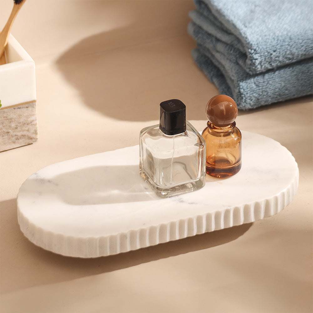 Soli Marble Elevated Tray Medium - White