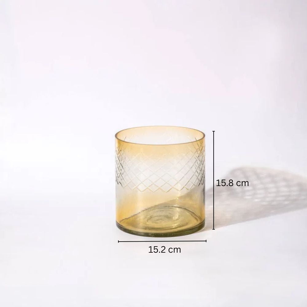 Seline Textured Glass Hurricane Large - Amber