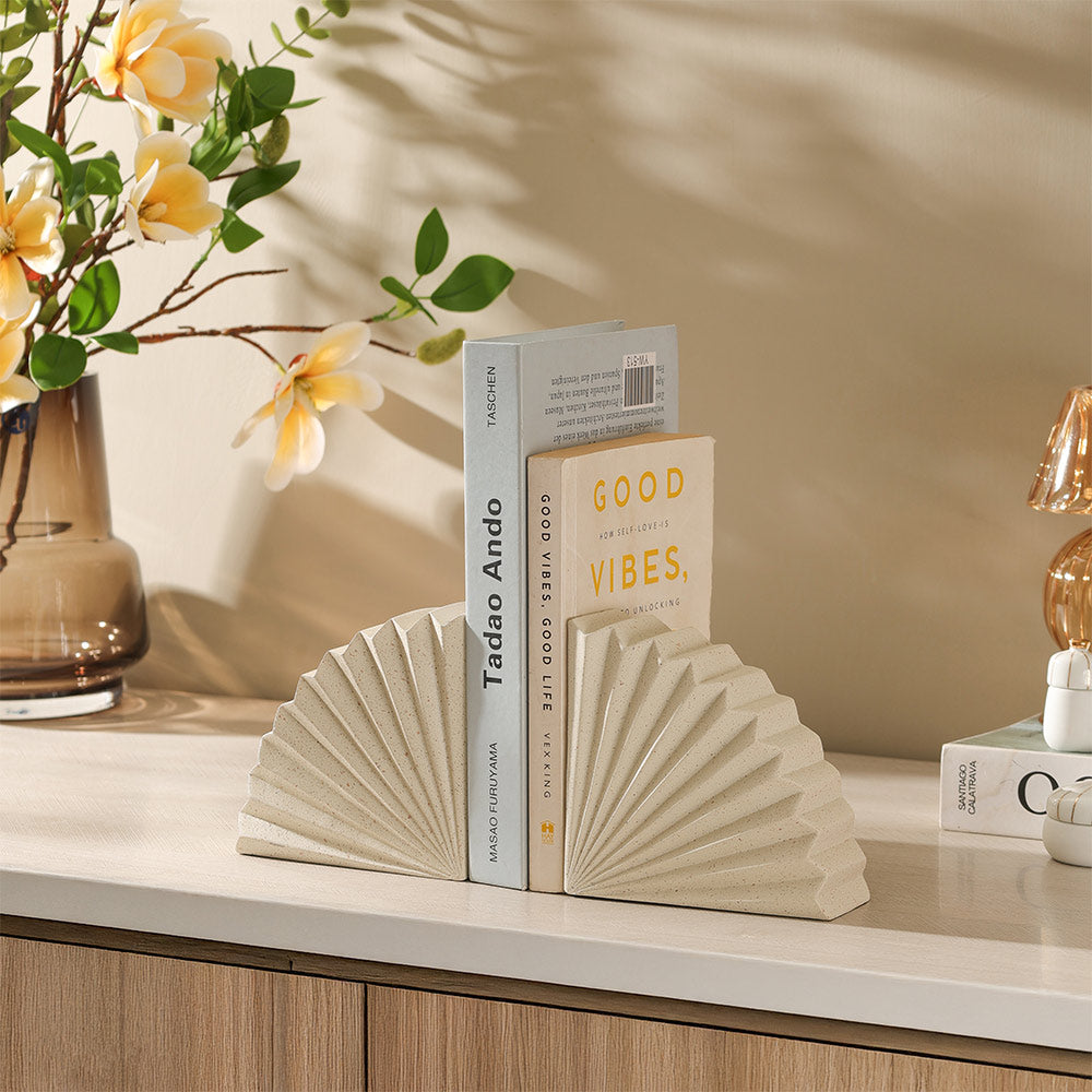 Sensu Fan Bookends, Set of 2 - Speckled Grey