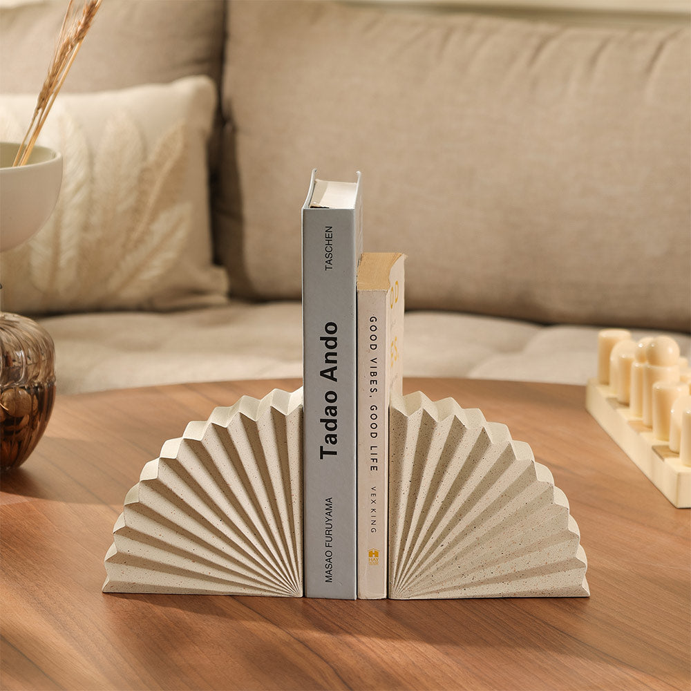 Sensu Fan Bookends, Set of 2 - Speckled Grey