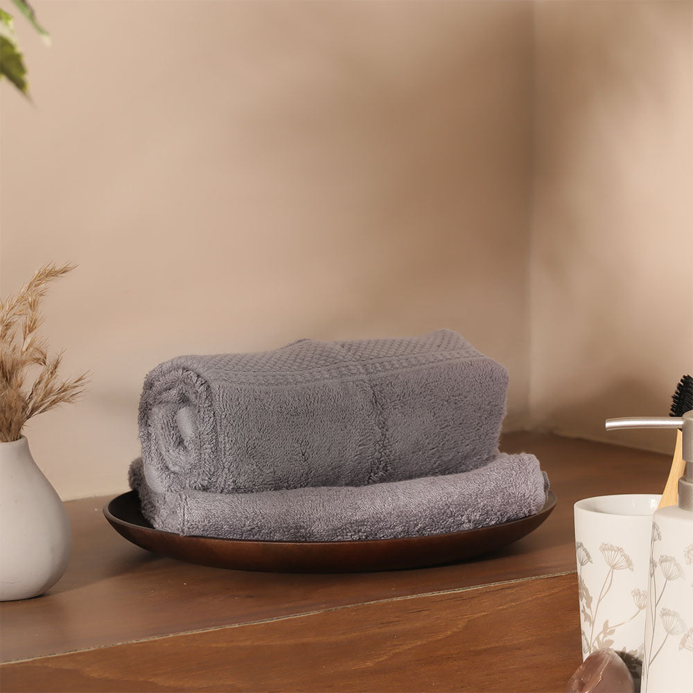 Senza Bamboo & Cotton Hand Towels, Set of 2 - Light Grey