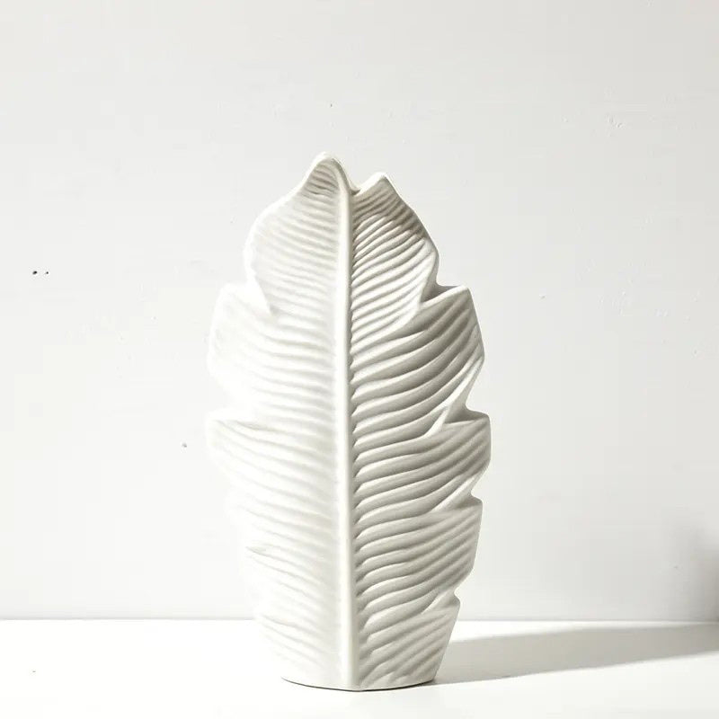 Serrate Ceramic Slim Vase Large - White