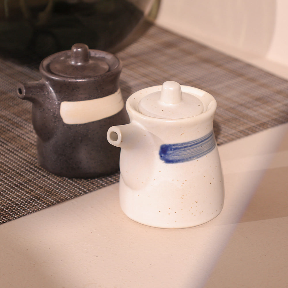 Seta Ceramic Condiment Dispenser - White Grey